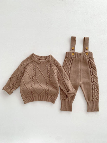 Baby Autumn And Winter Twist Knitted Sweater Jumpsuit