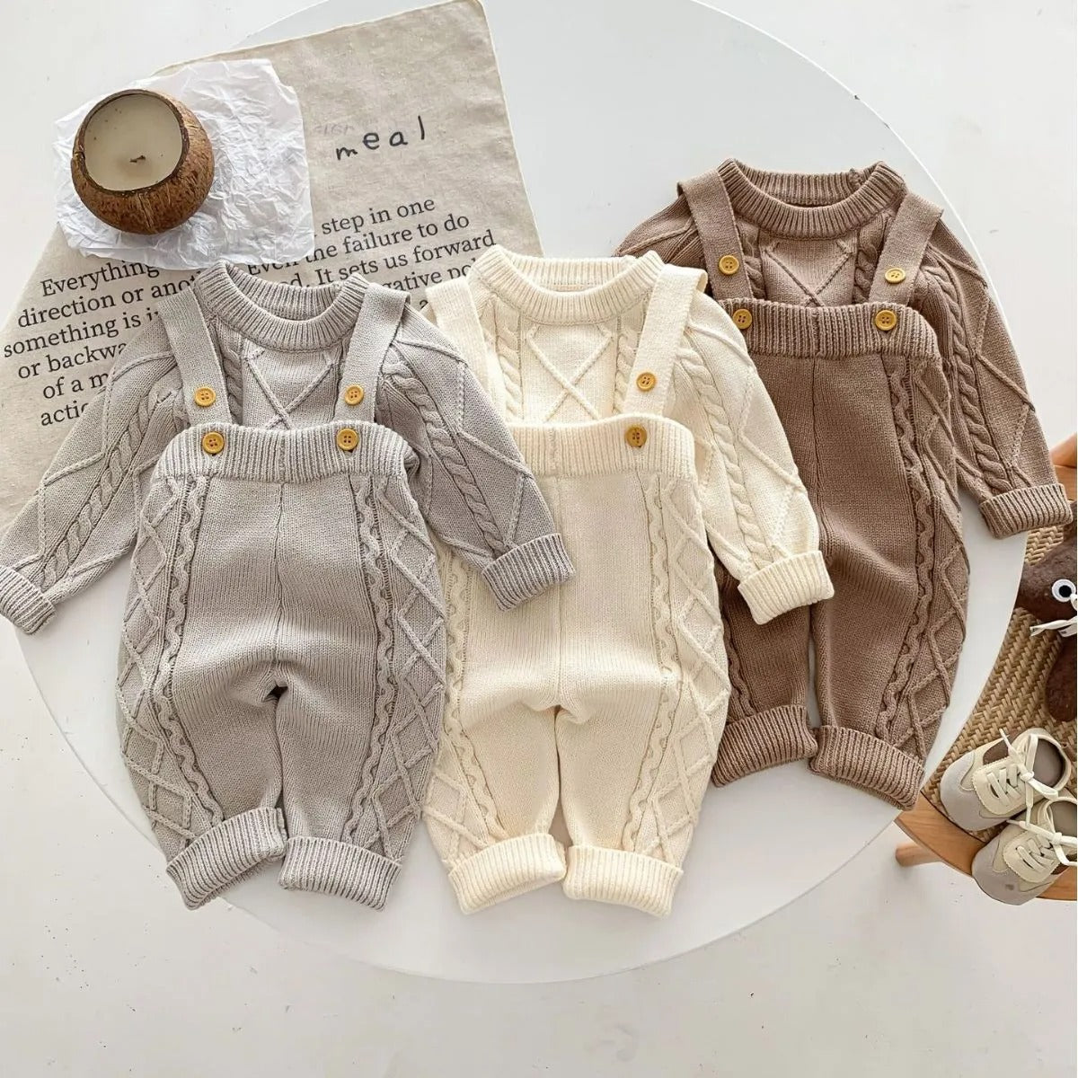 Baby Autumn And Winter Twist Knitted Sweater Jumpsuit