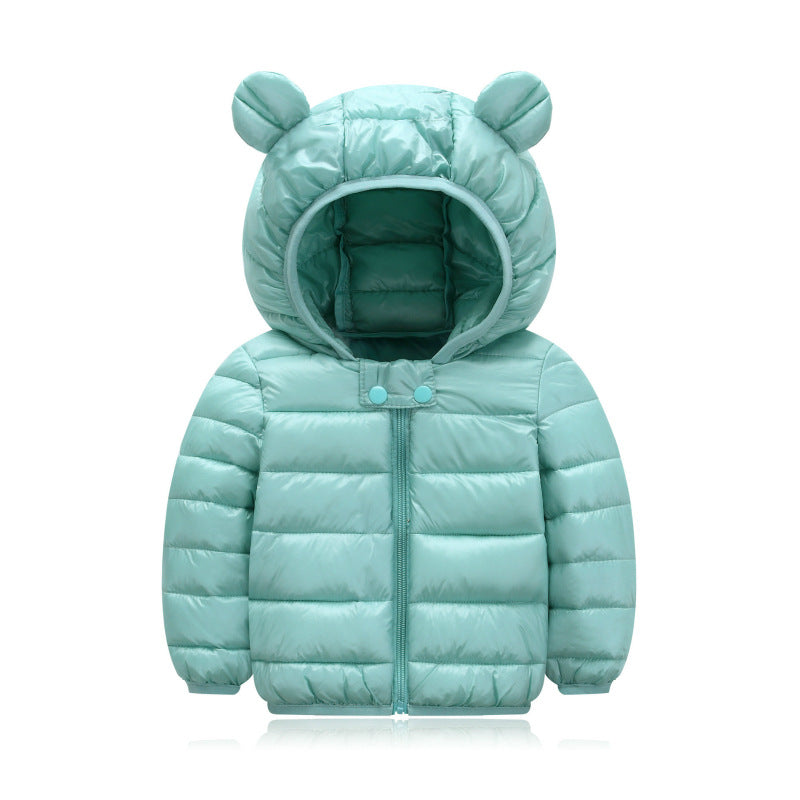 Children's cotton-padded with thin ears down jacket