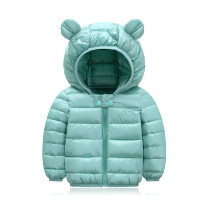 Children's cotton-padded with thin ears down jacket