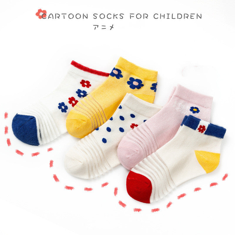 Mesh Boneless Suture Cartoon Boys And Girls Socks