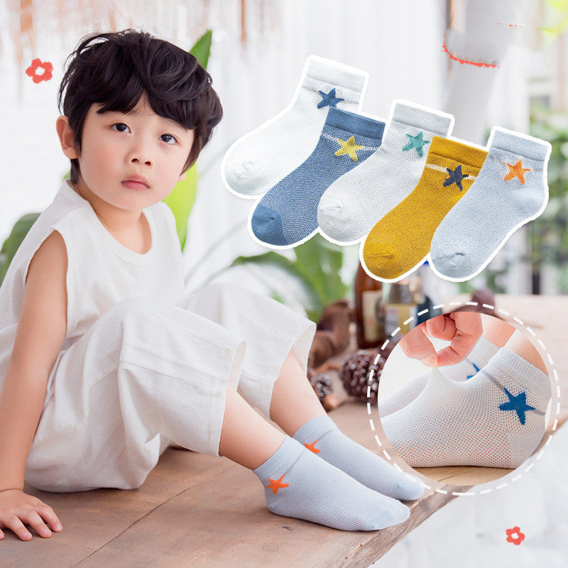 Mesh Boneless Suture Cartoon Boys And Girls Socks