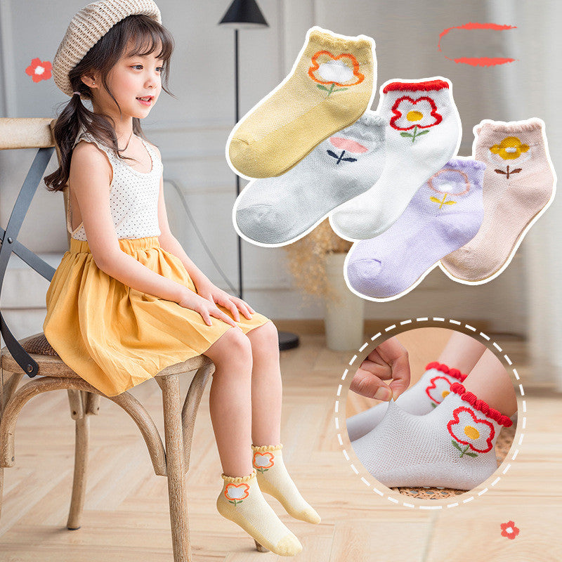 Mesh Boneless Suture Cartoon Boys And Girls Socks