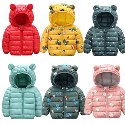 Children's cotton-padded with thin ears down jacket